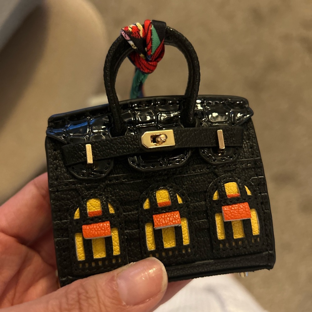 Black Micro Mini Store Front Bag Charm fits AirPods, Lipstick